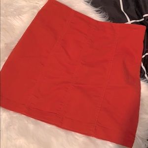 Red Denim Mini Skirt